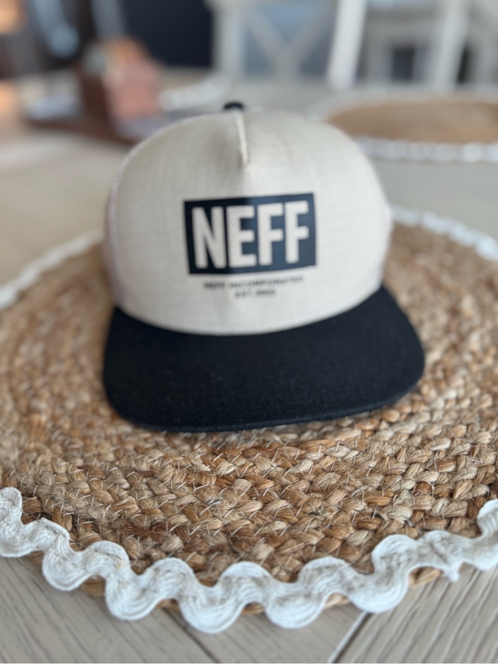 Neff Beige Crown Black Brim Snapback Hat